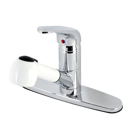Kingston Brass KS887CW Pull-Out Kitchen Faucet, Polished Chrome/White KS887CW